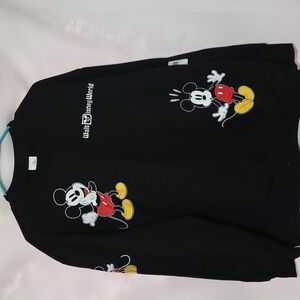 Disney Men's/Unisex?  Mickey Mouse Black Sweatshirt Fleece Lined Sz L EUC